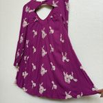 Free People  Embroidered Mini‎ Dress V Neck Cutout Back Long Sleeve Pockets XS Photo 6