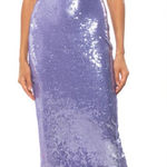 Akira  Lavender Sequin Feather Off Shoulder Bardot Midi Dress Size XL Photo 0