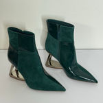 Gianni Bini Harrison Two Suede & Patent Patchwork Architectural Wedge Booties Photo 0