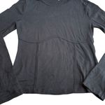 Mango Pop Size M Long Sleeve Corset Hem Tee Shirt Solid Black Elevated Basic Photo 1