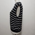 City Silk Black & White Stripe Sleeveless Crewneck Silk Blend Sweater Size XL Photo 1