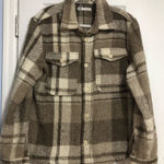 ZARA  plaid shacket jacket tan brown women’s size large button up‎ wool blend Photo 0