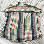 a.n.a  A New Approach Shirt Womens Size Large Striped Green Short Sleeve Button Photo 7