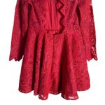 Saylor  Rita Raspberry Red Lace Fit & Flare Long Sleeve Cocktail Mini Dress Large Photo 12
