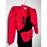 1980s Jitwo’s by Harmon & Co Black Velvet Cocktail Dress w Red Bow XS Photo 15