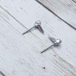 Silver Tone & Clear Gem Stud Earrings For Pierced Ears Photo 3