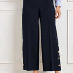 Talbots Navy Button Hem Wide Leg Crop Size 16 Workwear Career Office Work Photo 0
