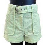 Derek Lam NEW  Macha Green Monterey Belted Embroidered Eyelet Cotton Shorts Photo 0