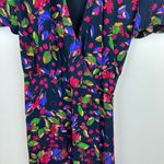 Saloni Womens Lea‎ Floral Wrap Mini Dress Multicolor Sz 2 | Feminine Colorful Black Photo 3