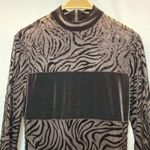 Vintage! Velvet Brown Sheer Zebra Stripe Print Bandeau Long Sleeves Jumpsuit Photo 1