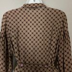 Didi Wrap Blouse Floral Print Ruffle Size Small Women Top Brown Green Purple Mod Photo 5