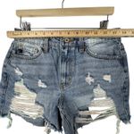 KanCan Distressed Rainbow Thread Denim Shorts High Waisted Ripped Blue Jean‎ S Photo 4