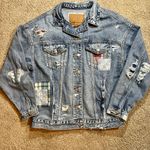 American Eagle AE '90s Boyfriend Oversized Patchwork Denim Jacket Photo 5