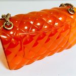 Jelly Quilted Purse Women's Small Orange Gold Chain Shoulder Bag Photo 2