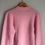 Ganni  Wool and Alpaca Blend Balloon Sleeve Mock Neck Ribbed Sweater Pink Small Photo 10