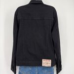 True Religion  Black Denim Trucker Jacket Horseshoe Logo Button Front Womens M Photo 4