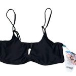 NEW Bingo Surf Black V Top Bralette Ribbed Bikini Top size Large Photo 0