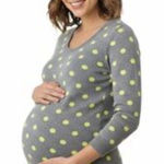 Motherhood Maternity  Grey & Yellow Polka Dot 3/4 Sleeve Sweater Size Small Photo 0