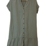 Sonoma Light Teal Green Blue Button Front V-Neck Short Dolman Sleeve Mini Dress Photo 0