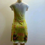 Alchemic Size Small Midi Sublimation Printed Dress With Side Slits. Yellow Photo 3
