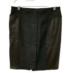 Etcetera  Black Genuine REAL Leather & Textured Wool Pencil Skirt EC Photo 5