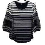 Alfani Black White Classic Striped Illusion Sleeve Pullover Blouse Size S Photo 0
