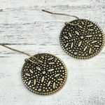 Brass colored fish hook disc earrings Photo 0