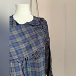 Vintage Handmade Tartan Plaid Ruffle Long Sleeve Dress Blue Photo 1