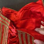 Women’s Red Short Homecoming Dress Corset Back Sparkly Gold Detail Size 8 NWT Red Photo 10