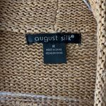 August Silk Metallic Open Front Cardigan M Evening Camel Gold Coastal Grandma Photo 3