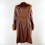 House of Harlow 1960 Faux Leather Trench Coat with Faux Fur Trim Brown Small Photo 3