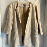 Chico's Beige Linen Metallic Shimmer Open Front Lined Blazer XL Coastal Neutral Photo 0