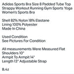 Adidas  Sports Bra Size 8 Padded Tube Top Strappy Workout Running Gym Sports Yoga
Women's Sports Bra Photo 5