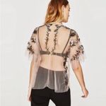 ZARA  Light Pink Floral Embroidered Sheer Top Photo 3
