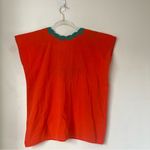 Vintage Bright Orange Mexican Floral Colorful Embroidered Peasant Blouse S/M Photo 1