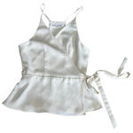 Amanda Uprichard ‎ White Wrap Sleeveless Peplum Top Size P Photo 0