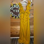 ASOS  Ruffle Sunset Flutter Maxi Golden Yellow Tie Back Chiffon Dress Whimsical 8 Photo 5