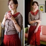 Anthropologie Moulinette Soeurs Nolana Dark Orange Venice Lace Midi Skirt Size 6 Photo 3