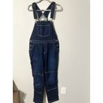 For Days Organic Cotton Dark Wash Carpenter Bib Overalls Straight Leg Size 26 Blue Photo 3