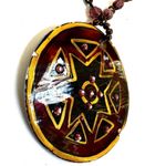 NW Signed Star Enamel abalone Pendant Necklace Maroon Rhinestones Purple Photo 3