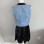 NWT Vintage 90s Tickets Clothing Western 2 Piece Crushed Velvet Dress Denim Vest Black Photo 1
