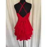 Saints + Secrets Sz M Red Tiered Romper Ruffles Spaghetti Strap V Photo 5