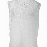 Loft  White Textured Sleeveless Blouse Medium Photo 0