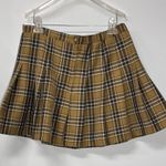 Wild Fable Tan Cream Pleated Mini Skirt Casual Plaid Clueless Skater Grunge L Photo 2