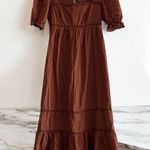 Reformation Bekkah Crocheted Lace Trim Organic Cotton Midi Dress in Cinnamon XS Photo 7