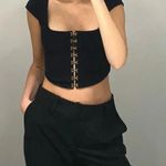 Are You Am I Zinha Crop Corset Tee Top in Black Photo 1
