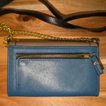 Neiman Marcus  Leather Color Block Wallet Crossbody Brown/Blue Photo 1
