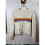 Madewell Cream Cropped Sweatshirt with Retro Stripes - Size - Small Photo 5