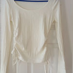 Sage  The Label Anthropologie Cream Long Sleeve Cinched‎ Top Size Large NWT Photo 0