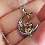 Cats Moon I Love You Forever CZ Sterling Silver Necklace Photo 1
